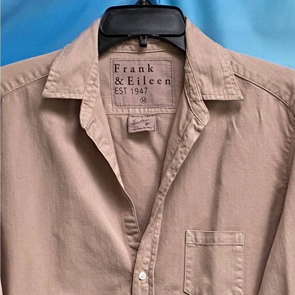 Frank & Eileen Eileen Button-Up Shirt Famous Denim Size: M Sand - Picture 7 of 16